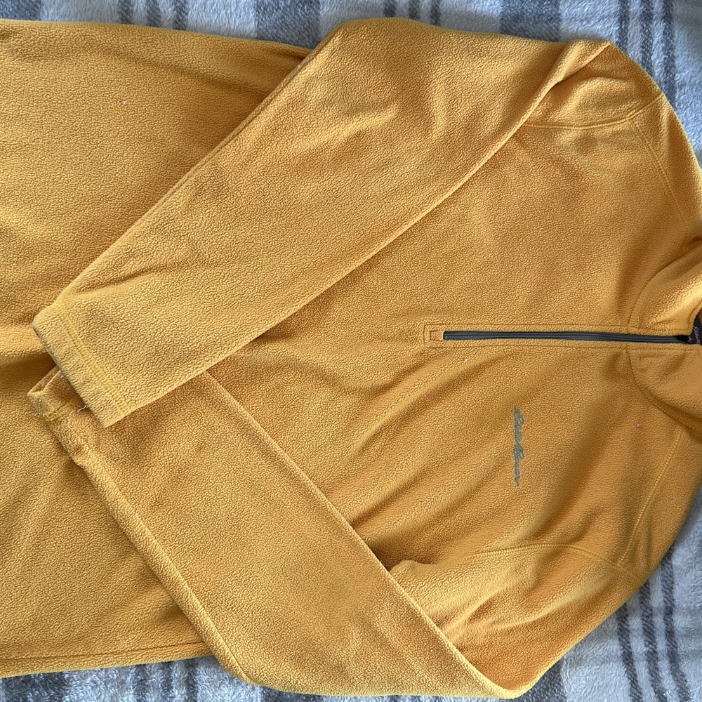 Eddie Bauer Mustard Zip-Up Fleece Sweater